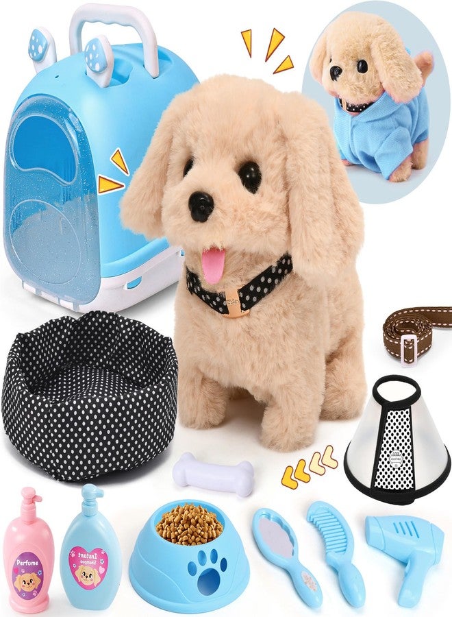 Cleboen 14pcs Robot Dog Toys for Kids Girls Boys 3-6, Realistic Electronic Interactive Plush Toy Dog with Walk & Bark, Pretend Play Puppy Pet Care Playset, 3 4 5 6 Year Old Girl Birthday Gift Ideas - Image 1